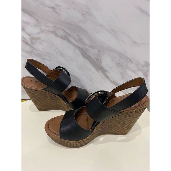 B.O.C Born Concept Alondra Women's Black Leather Wedge Sandals Size 7 - Picture 7 of 16